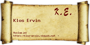 Klos Ervin névjegykártya